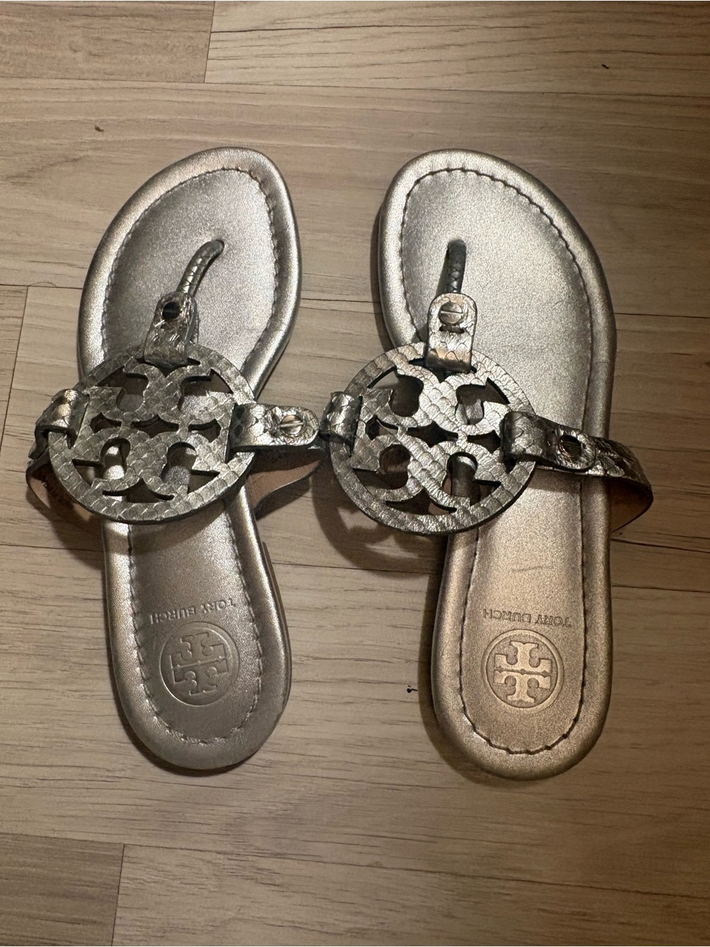 Tory Burch Metallic Silver Sandals